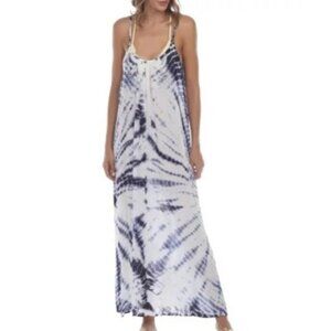 Raviya Womens Size Small Tie-Dye Sleeveless Maxi Dress Swim Cover-Up in Blue $48